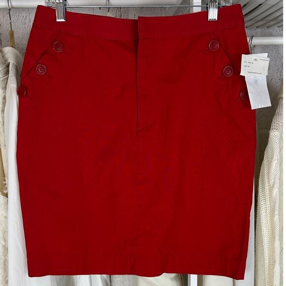 Liz Claiborne Dresses & Skirts - Liz Claiborne Women's Size 6 Red Knee Length Button Pocket Skirt #0385